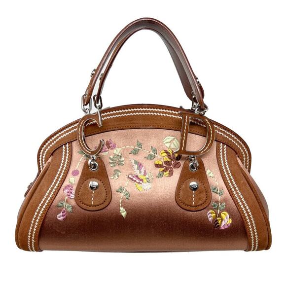 Rare Dior 2005 Galliano Embroidered Satin Floral Bag Limited Edition - Picture 1 of 10